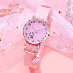 2pcs Quartz Watch Set for Girls, Cartoon Design Wrist Watch