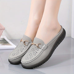 Women's Hollow Out Mules Slip On Outdoor Shoes Women's Leather Shoes