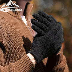 Knitted Gloves Men's Outdoor Sports Cycling Windproof Thick Warm Plus Velvet