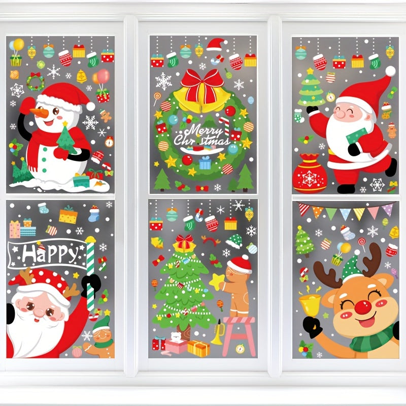 Christmas Decorations Snowman Elk Window Stickers Merry Christmas Window Clings