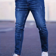 Slim Fit Moustache Effect Jeans Men's Casual Street Style