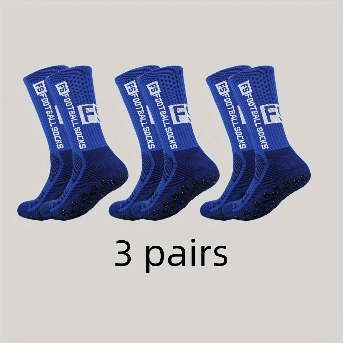 3 Pairs Men's Mid Crew Sport Socks Non Slip Shock Absorption Nylon Blend