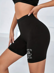 Faith Print Bike Shorts Sports Yoga Casual Short Leggings Women's Clothing