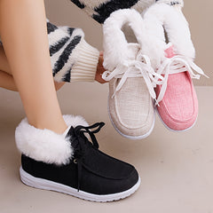 Faux Fur Fleece Lined Snow Shoes Lightweight Winter Boat Shoes
