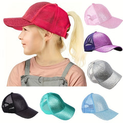 Girls Glitter Baseball Cap Mesh Sunshade Hat Outdoor Activities