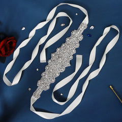 Crystal Rhinestone Bridal Belt with Organza Ribbon