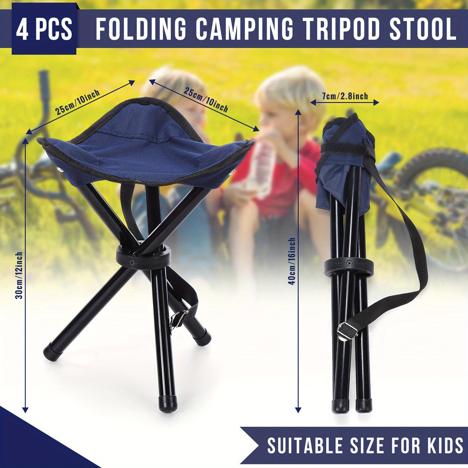 4pcs Mini Camping Folding Stool Portable Tripod Stool For Travel Fishing Hiking