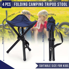 4pcs Mini Camping Folding Stool Portable Tripod Stool For Travel Fishing Hiking