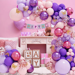 Pink and Purple Balloon Garland Kit Butterfly Baby Shower Decorations