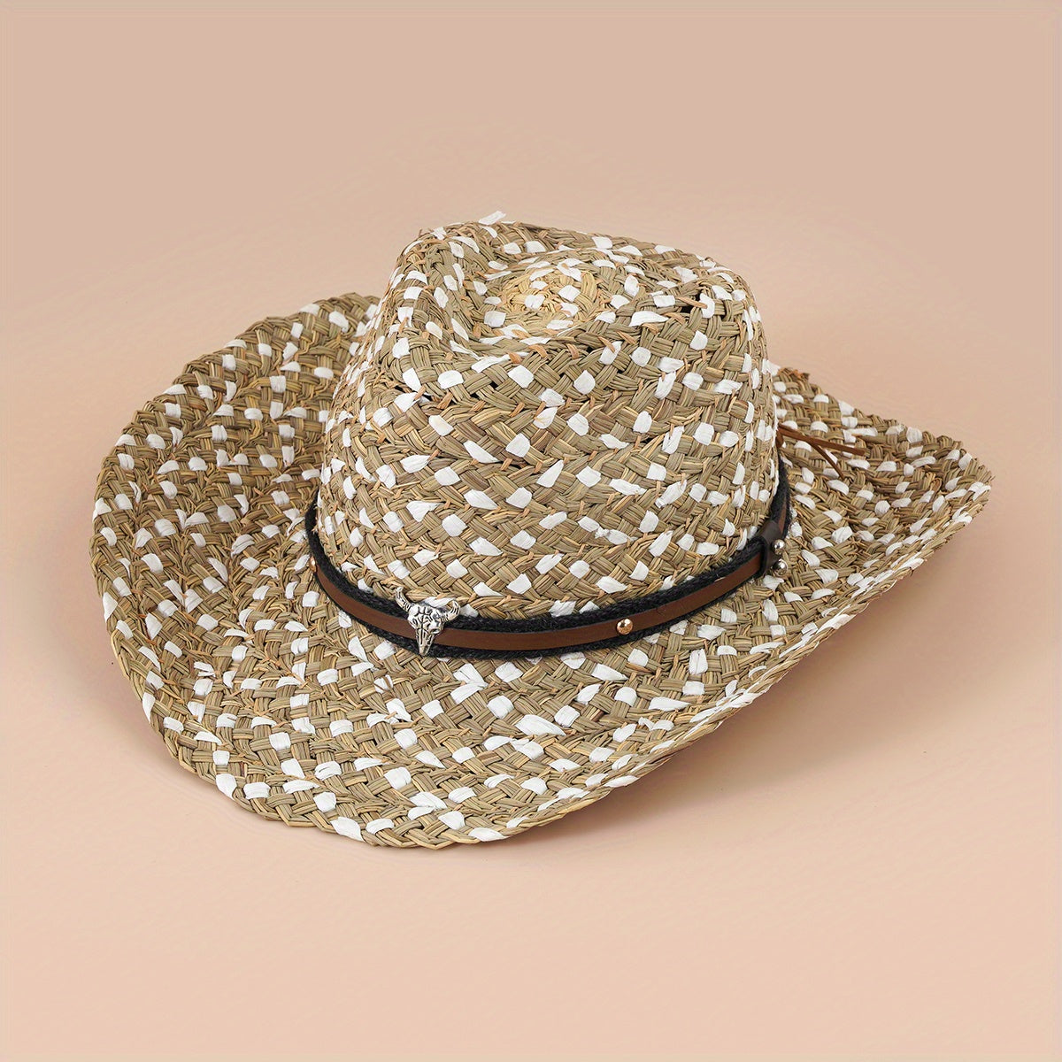 Braided Cow Head Strap Sun Hat Cowboy Style Sun Hat