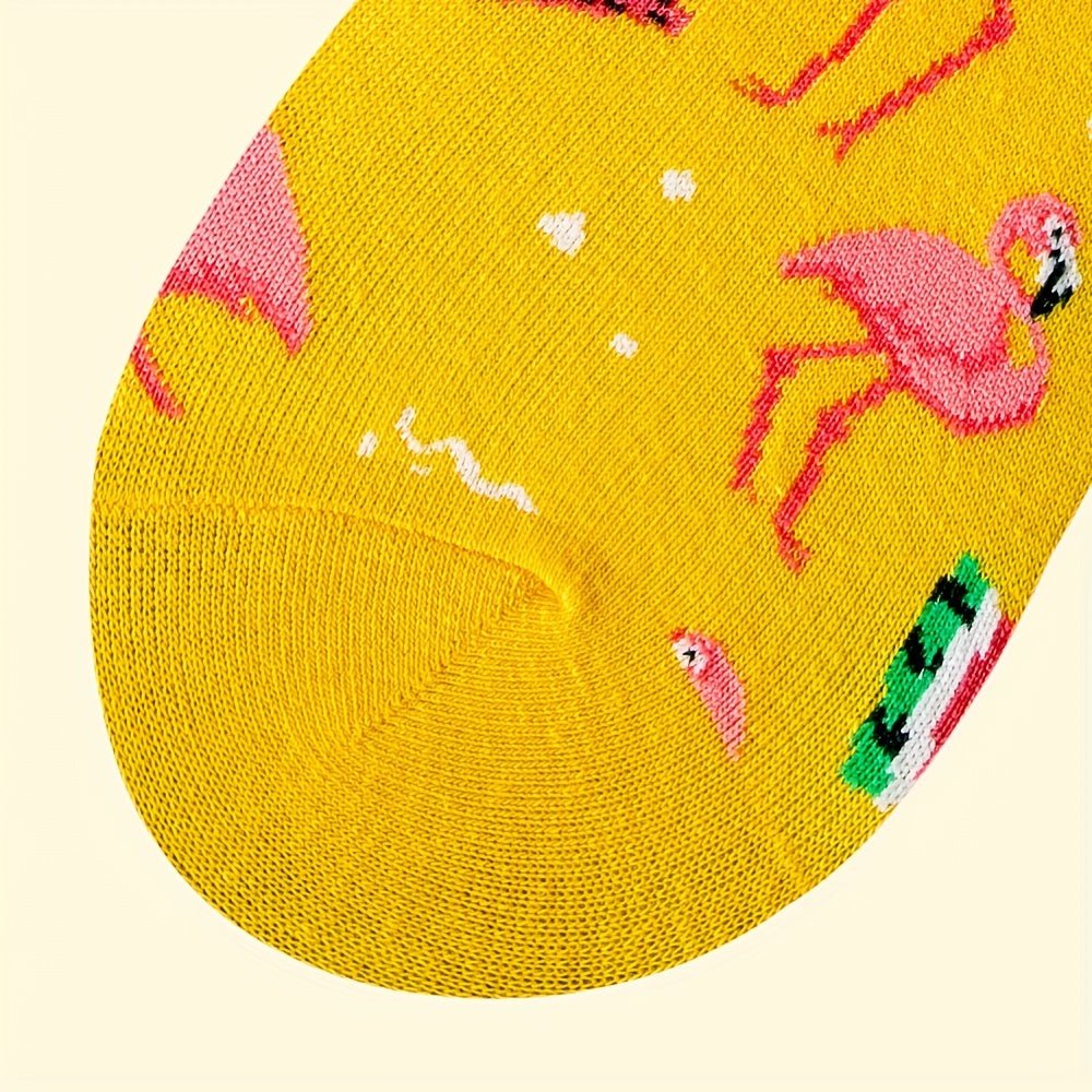 Flamingo Print Mid Tube Socks Women's Stockings