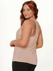 Plus Size Women's Solid Round Neck Stretch Tank Top