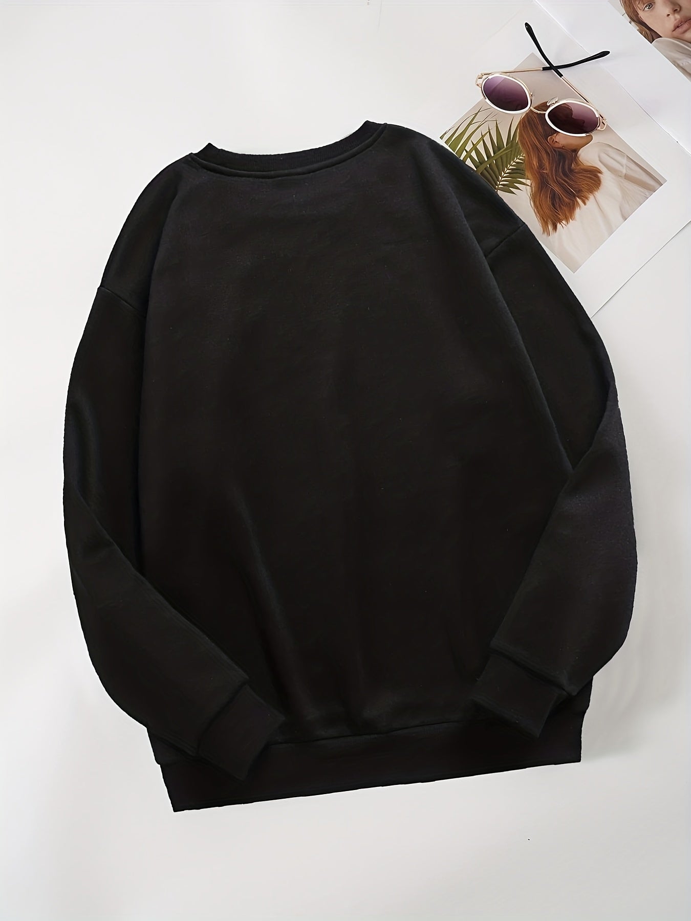 Oversized Crew Neck Long Sleeve Sweatshirt Women's Casual Basic Top
