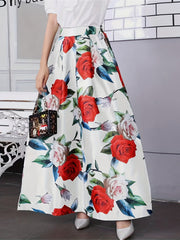 Floral Print A line Ankle Skirt for Spring & Summer