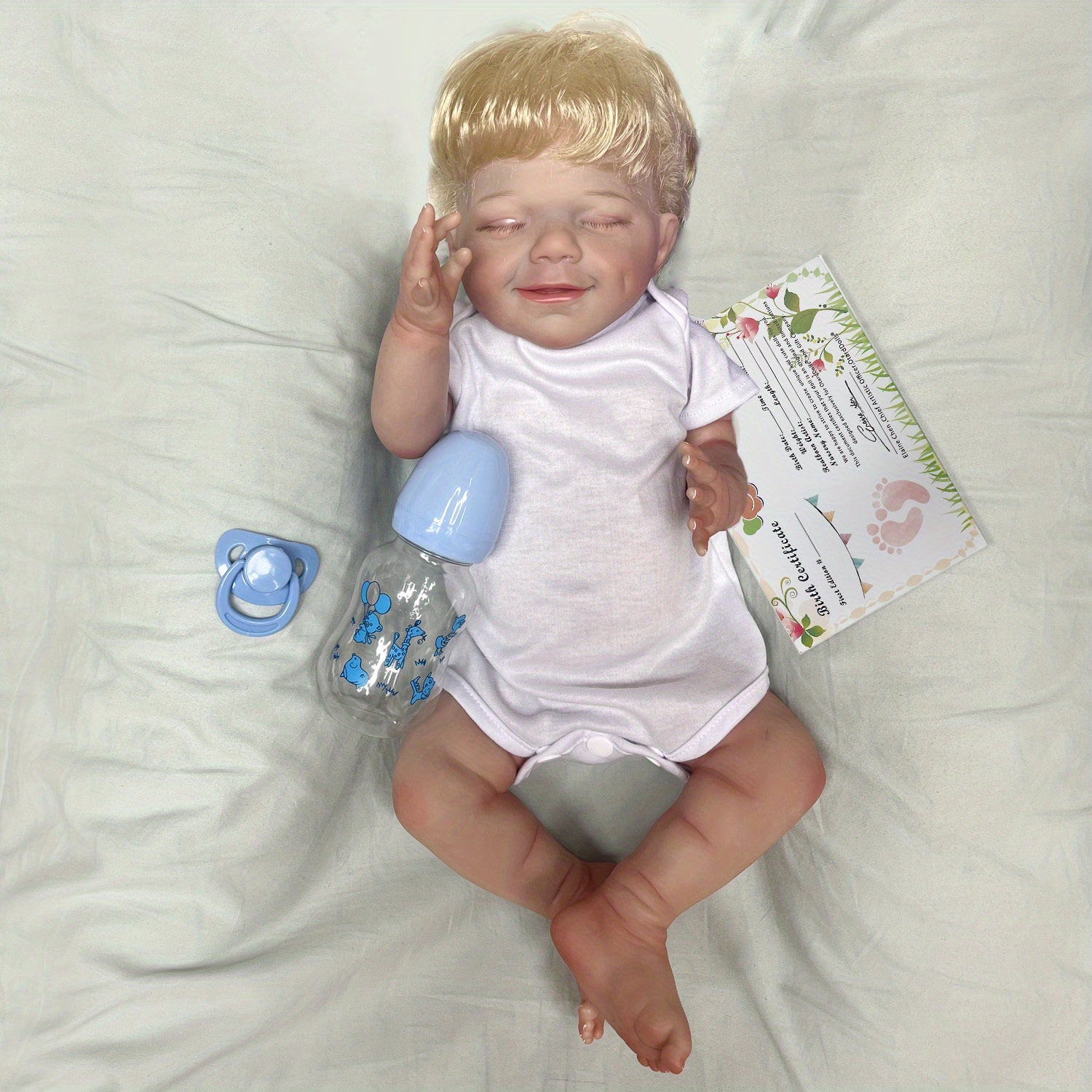 Silicone Vinyl Bebe Reborn Blonde Hair Soft Touch Can Bath Doll