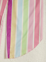 Girl's Colorful Striped Cuffs Casual Pants Unique & Trousers
