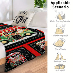 Christmas Car Pattern Soft Flannel Warm Blanket for Sofa & Bed