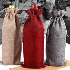 12pcs Burlap Wine Gift Bags Drawstring Xmas Wedding Birthday Holiday Party