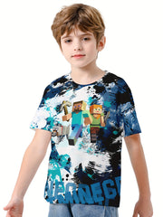 3D Print Boy's Casual Tees Short Sleeve Crew Neck T shirt Kids Summer Sports
