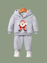 Santa Print 2pcs Girls Hoodies Jogger Pants Set Spring Fall Christmas Gift