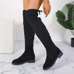 Women's Chunky Heel Over The Knee Boots Lace Up Comfortable Boots