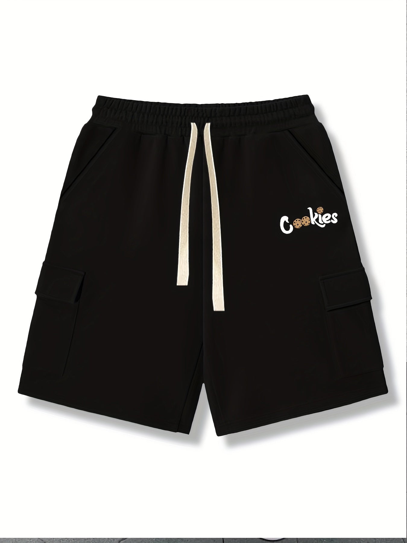 Men's Comfy Cargo Shorts Solid Stretch Elastic Waist Drawstring Shorts