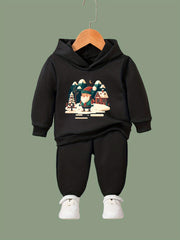 Girls 2pc Santa Claus Hooded Sweatshirt & Solid Sweatpants Set