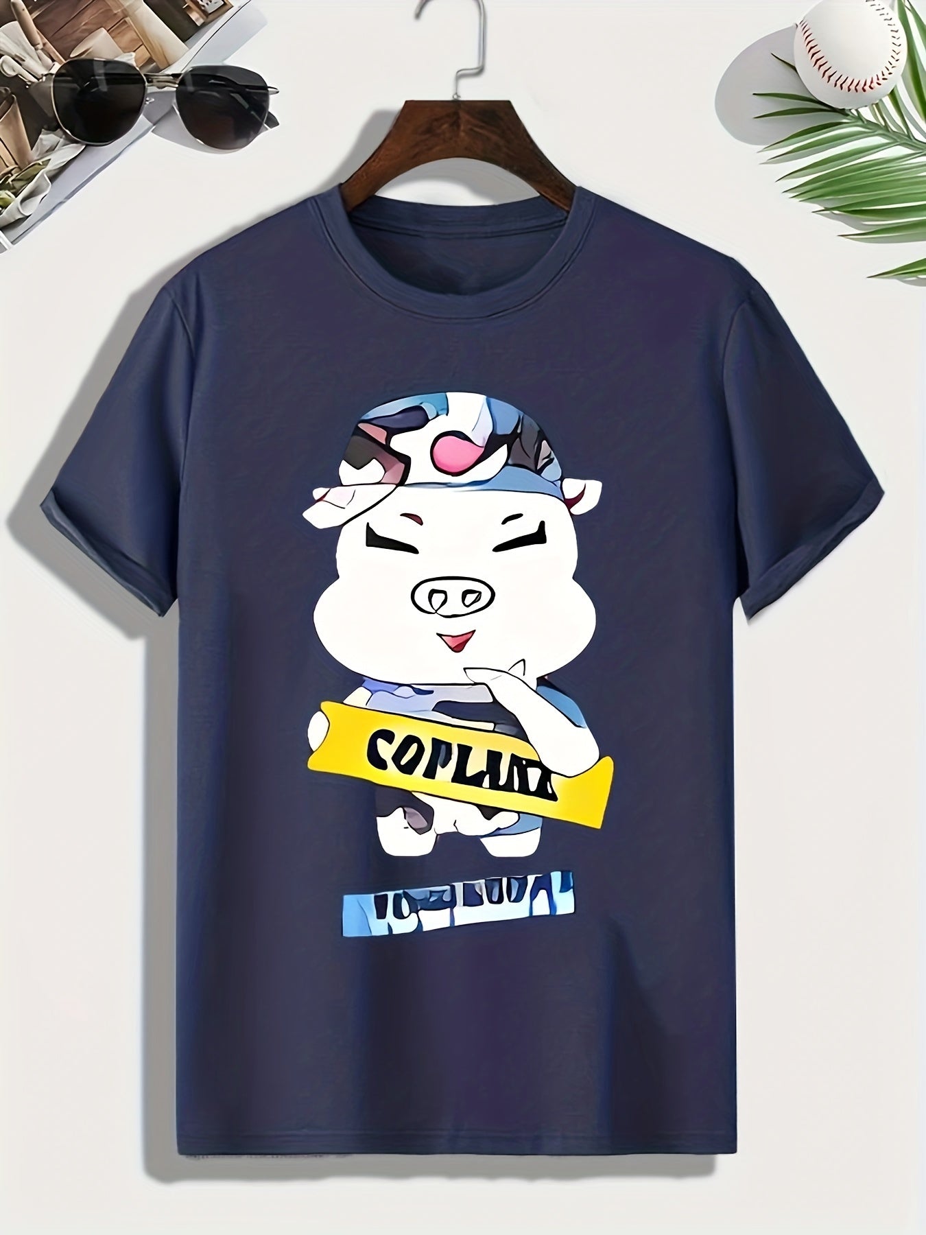 Pig Print Men's Graphic T-shirt for Summer