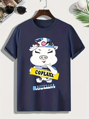 Pig Print Men's Graphic T-shirt for Summer