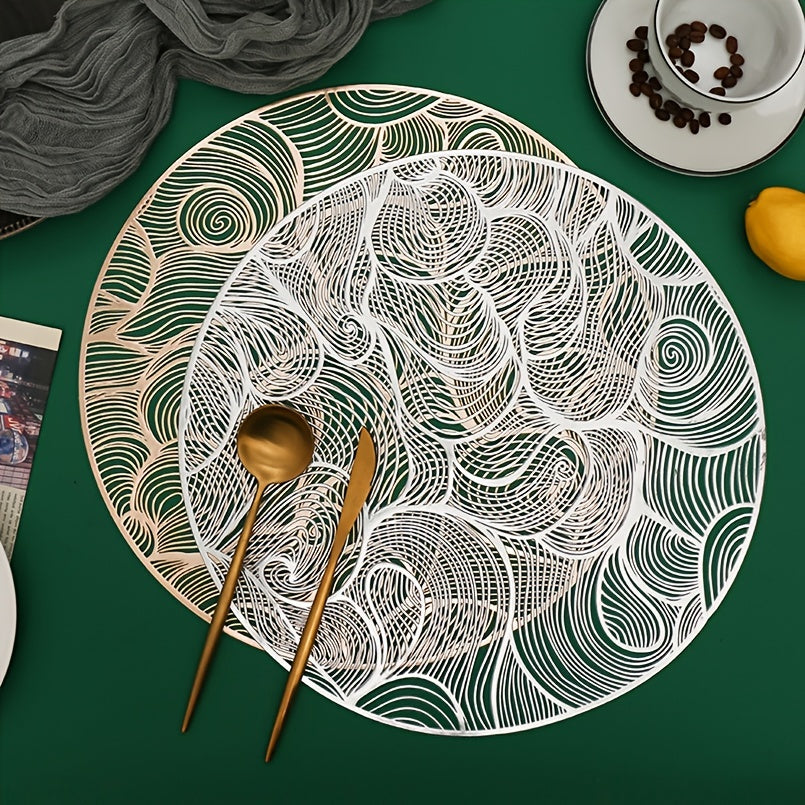 Metallic Vinyl Round Placemat for Coffee Cups and Dining Table