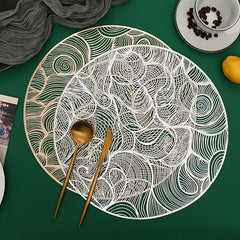 Metallic Vinyl Round Placemat for Coffee Cups and Dining Table