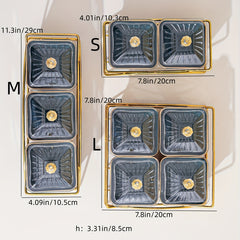 Golden Edge Bead Decor Snack Plate for Events