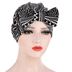 Vintage Bow Beanie Lightweight Hair Styling Cap Turban Hat