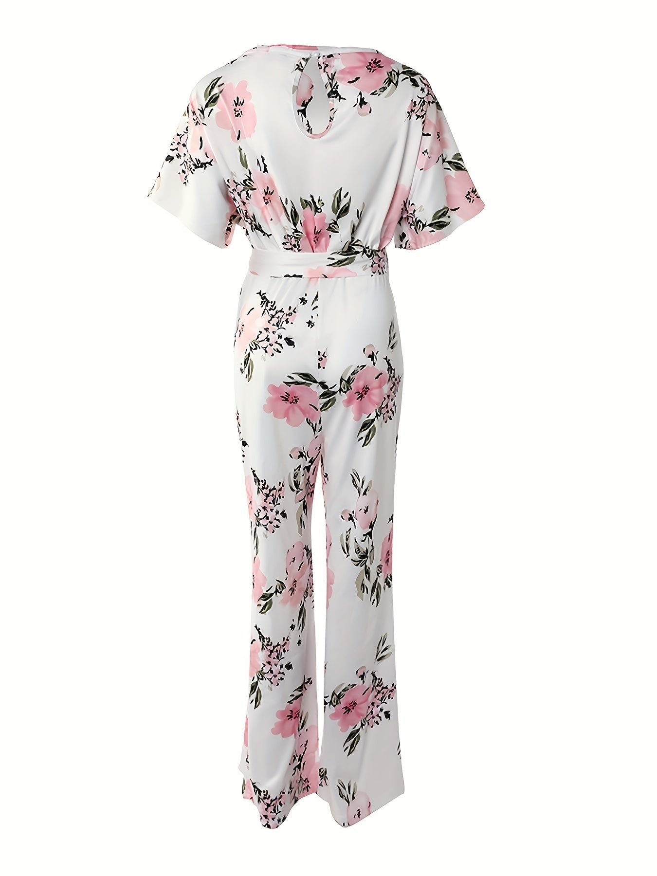 Boho Floral Print Jumpsuit with Tie Waist