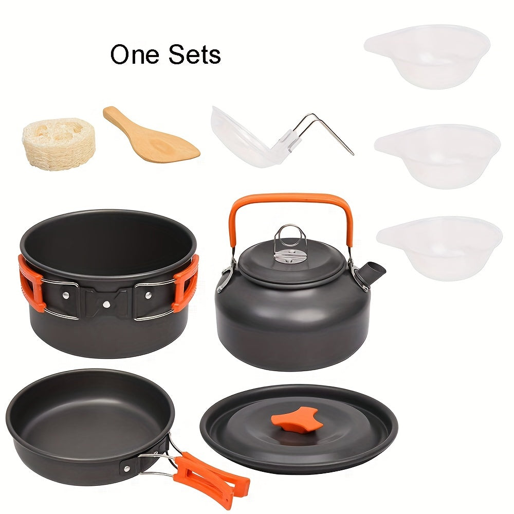 Portable Camping Cookware Set Aluminum Tableware Kit for Hiking BBQ Picnic