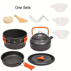 Portable Camping Cookware Set Aluminum Tableware Kit for Hiking BBQ Picnic
