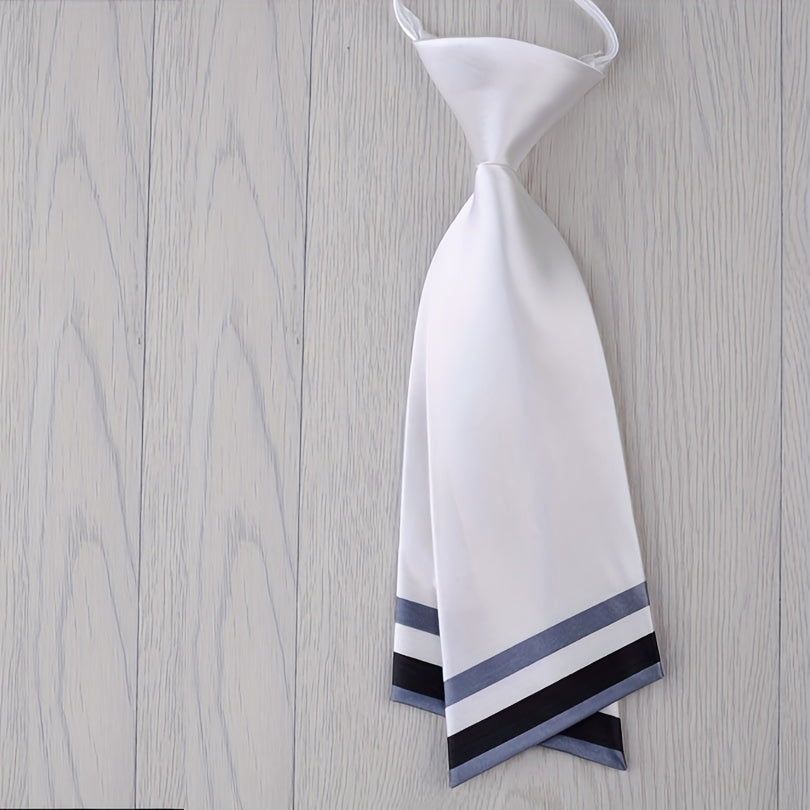 1pc Solid Necktie Classic Pre tied Neck Tie College Style Adjustable