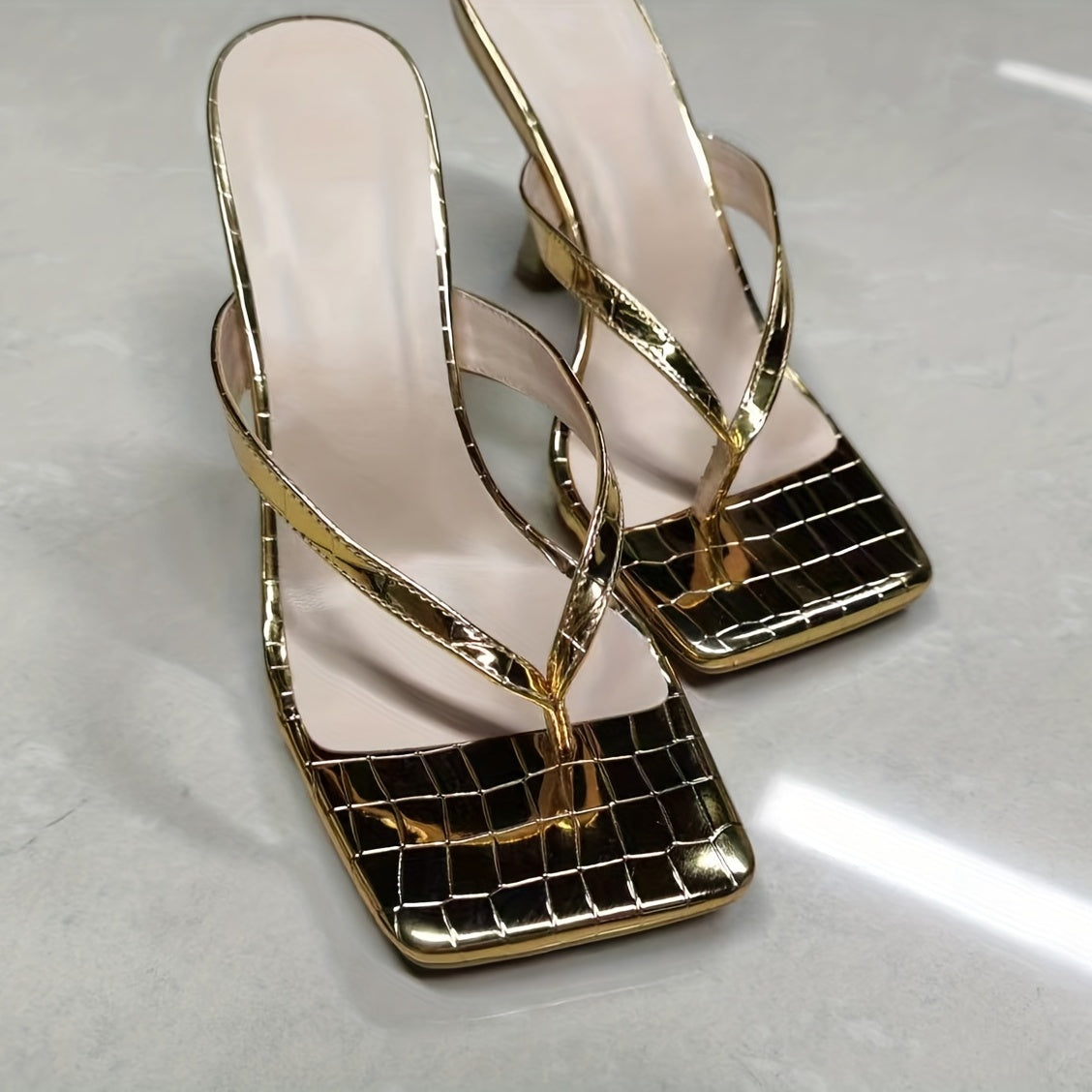 Women's Golden Stiletto Heeled Sandals Clip Toe Outdoor Shoes