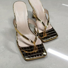 Women's Golden Stiletto Heeled Sandals Clip Toe Outdoor Shoes