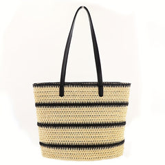 Woven Striped Tote Bag Summer Beach Shoulder Large Handbag Travel Vacation