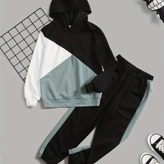 Boys 2pcs Hoodie Top & Sports Trousers Set for Spring/Autumn