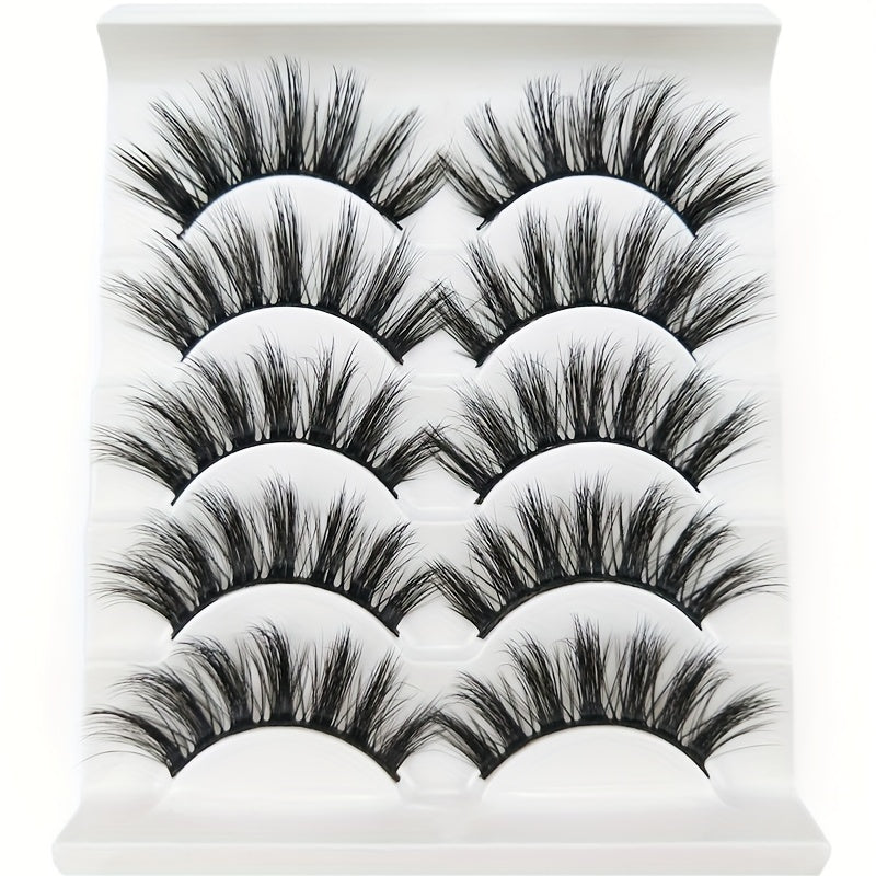 5 Pairs 3D Natural Curling False Eyelashes Reusable Soft Wispy Lashes
