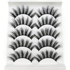 5 Pairs 3D Natural Curling False Eyelashes Reusable Soft Wispy Lashes