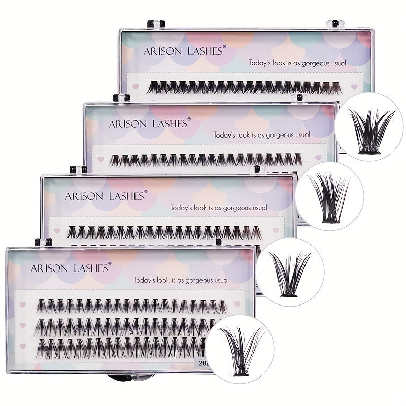 60pcs Cluster Lashes 20D 30D 40D 50D 8 12mm Mix D Curling DIY Individual Lashes