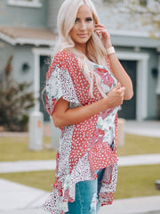 Botanical Floral Print Beach Cardigan Casual Loose Cover Ups Kimono