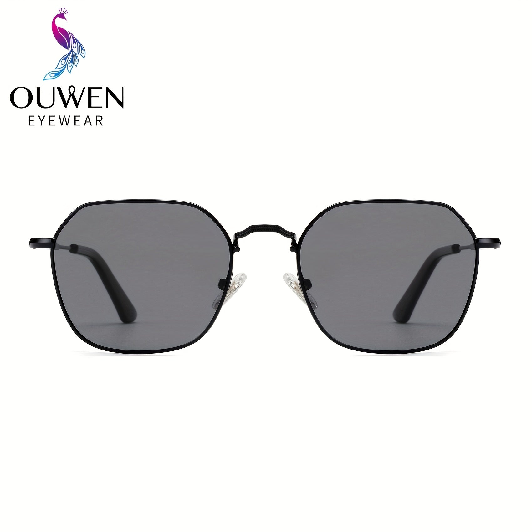 OUWEN Polarized Polygon Sunglasses Unisex Full Frame Aviator Glasses