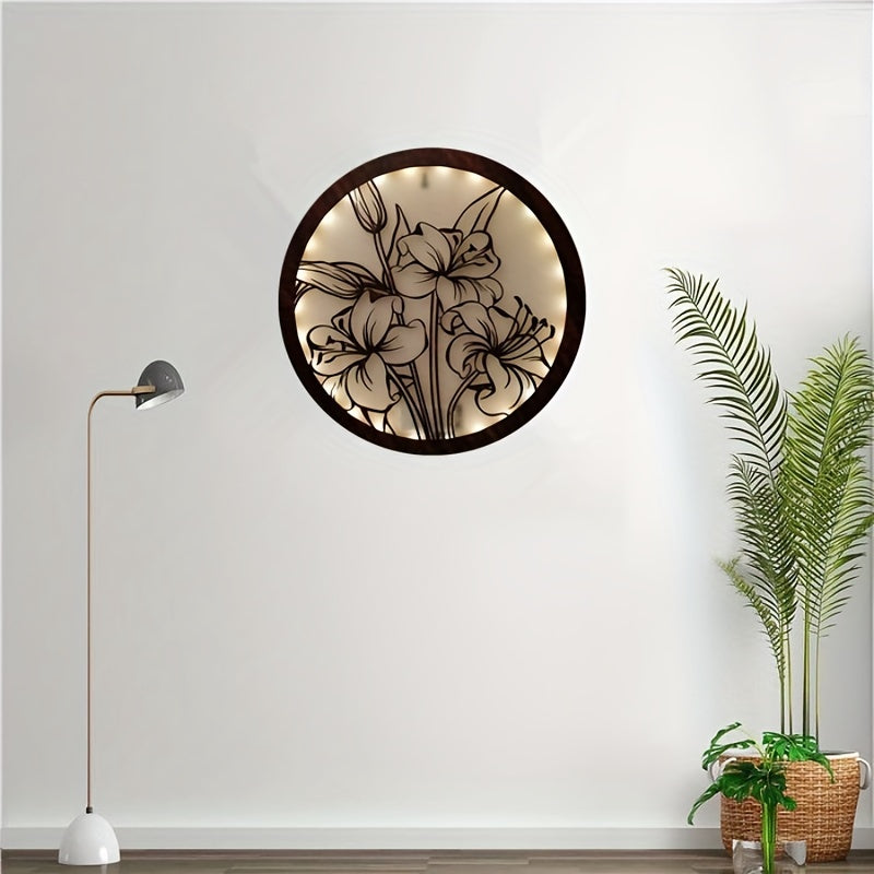 LED Flower Wooden Hanging Decoration Lamp