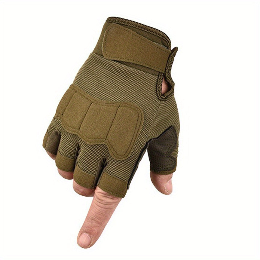 Fingerless Knuckle Tactical Gloves for Motorcycle Shooting Climbing