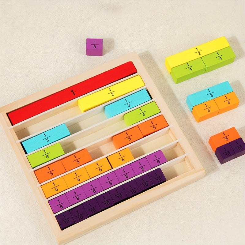 Wooden Fractions Toy Number Decomposition Puzzle Board for Kids