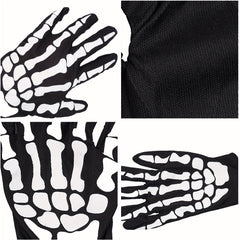 Skeleton Pattern Gloves for Halloween Carnival Performance
